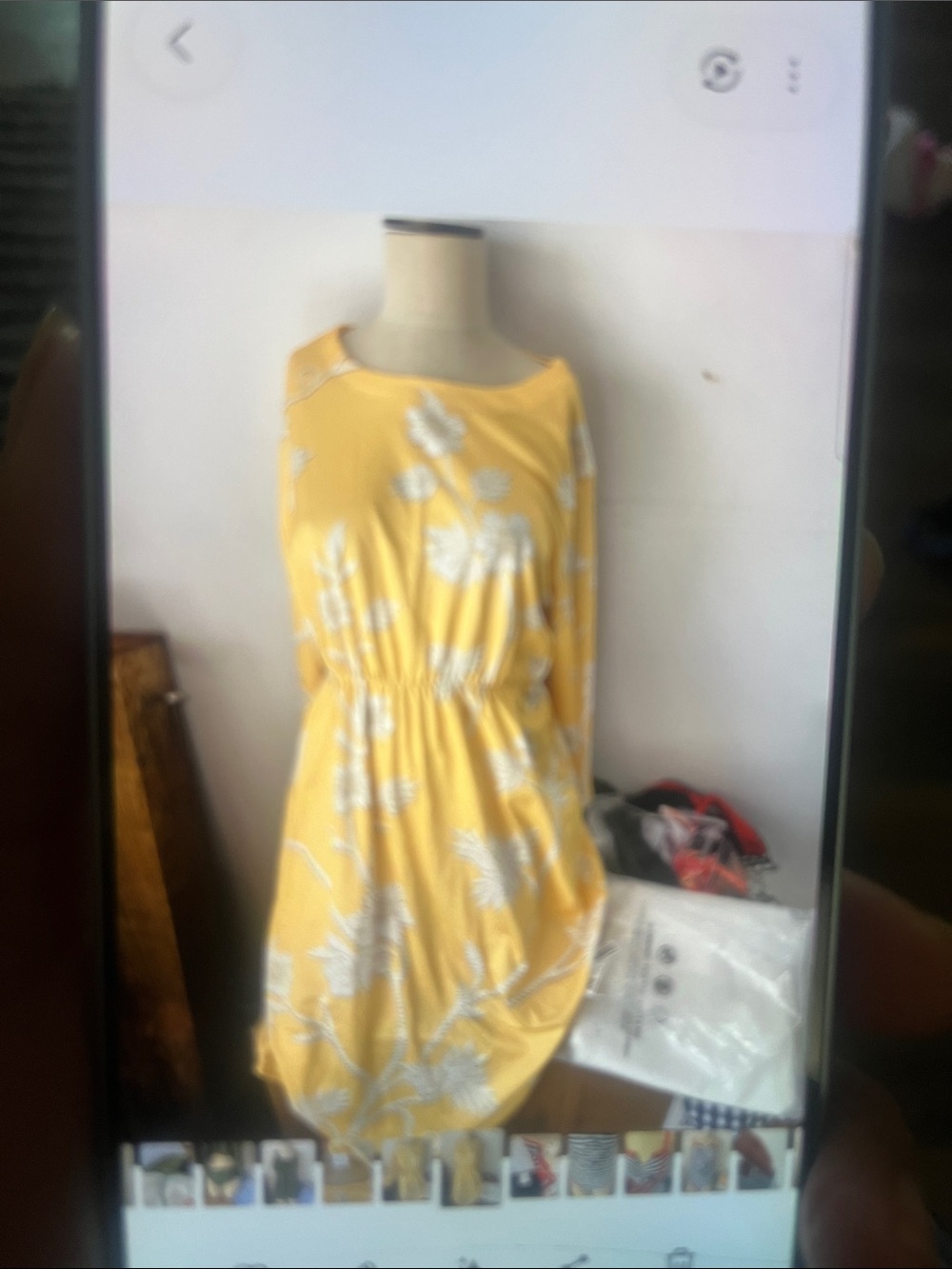 Yellow Floral Elastic-Waist Women's Dress
